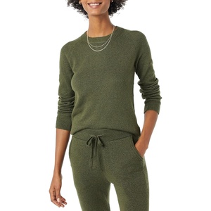 Amazon Essentials Women’s Regular-Fit Soft Touch Crewneck Long-Sleeve Sweater(Dark Olive)