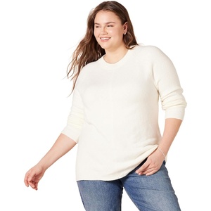 Amazon Essentials Women’s Regular-Fit Soft Touch Crewneck Long-Sleeve Sweater(Ivory)