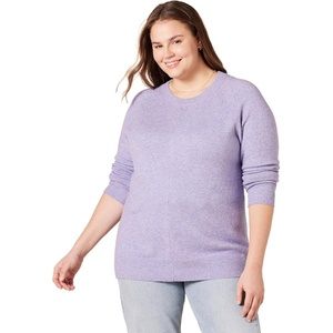 Amazon Essentials Women’s Regular-Fit Soft Touch Crewneck Long-Sleeve Sweater(Lavender)