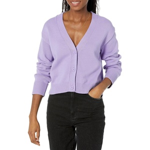 Amazon Essentials Women’s Relaxed Fit Midweight Cardigan Sweater(Purple)
