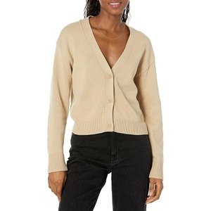 Amazon Essentials Women’s Relaxed Fit Midweight Cardigan Sweater(Tan)