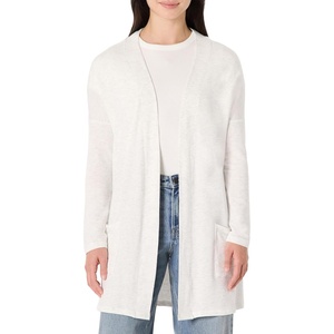 Amazon Essentials Women’s Relaxed-Fit Ultra-Lightweight Open-Front Cardigan(White/Grey Heather)
