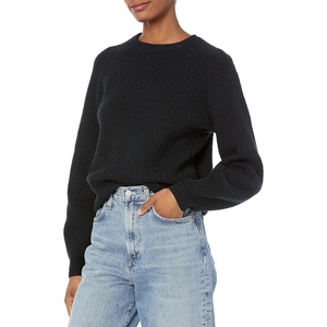 Amazon Essentials Women’s Ribbed Long Sleeve Crewneck Sweater(Black)