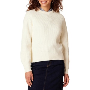 Amazon Essentials Women’s Ribbed Long Sleeve Crewneck Sweater(Eggshell White)