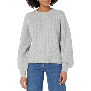 Amazon Essentials Women’s Ribbed Long Sleeve Crewneck Sweater(Light Grey Heather)