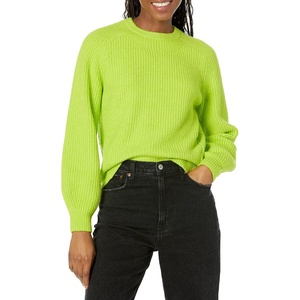 Amazon Essentials Women’s Ribbed Long Sleeve Crewneck Sweater(Lime Green)