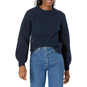 Amazon Essentials Women’s Ribbed Long Sleeve Crewneck Sweater(Navy)