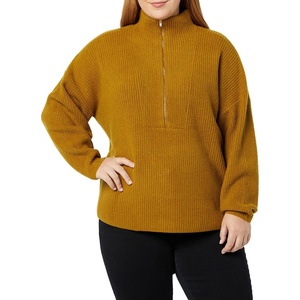 Amazon Essentials Women’s Sweaters, Dressy Casual, Mid Gauge Stretch, Half Zip, Polo Collar(Brown)