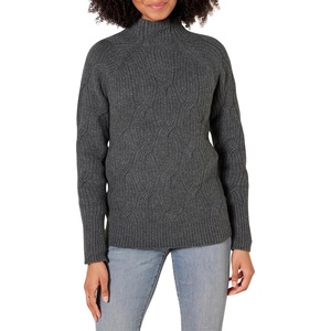 Amazon Essentials Women’s Winter Long-Sleeve Sweater, Soft Touch Funnel Neck Cable Knit(Charcoal Heather)