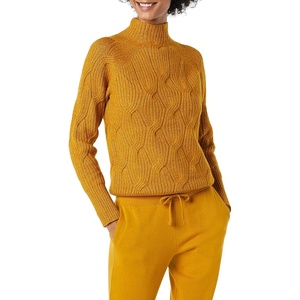Amazon Essentials Women’s Winter Long-Sleeve Sweater, Soft Touch Funnel Neck Cable Knit(Tobacco)