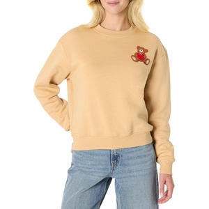 Amazon Essentials x Sofia Grainge Women’s Relaxed Fit Boxy Drop Shoulder Crewneck Sweatshirt(Light Camel Light Camel Bear Heart)