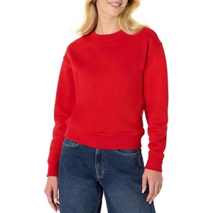 Amazon Essentials x Sofia Grainge Women’s Relaxed Fit Boxy Drop Shoulder Crewneck Sweatshirt(Red)