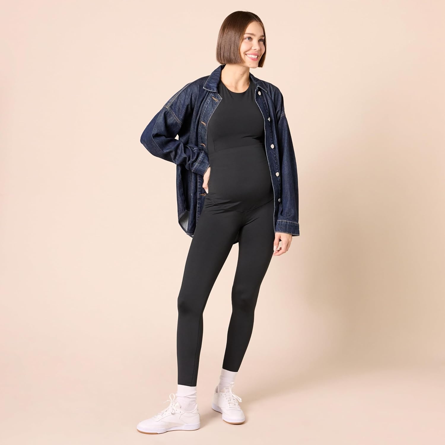 image:imageAmazon Essentials Womens Maternity Leggings Over the Belly Active Sculpt Full Length Pregnancy PantsBlack