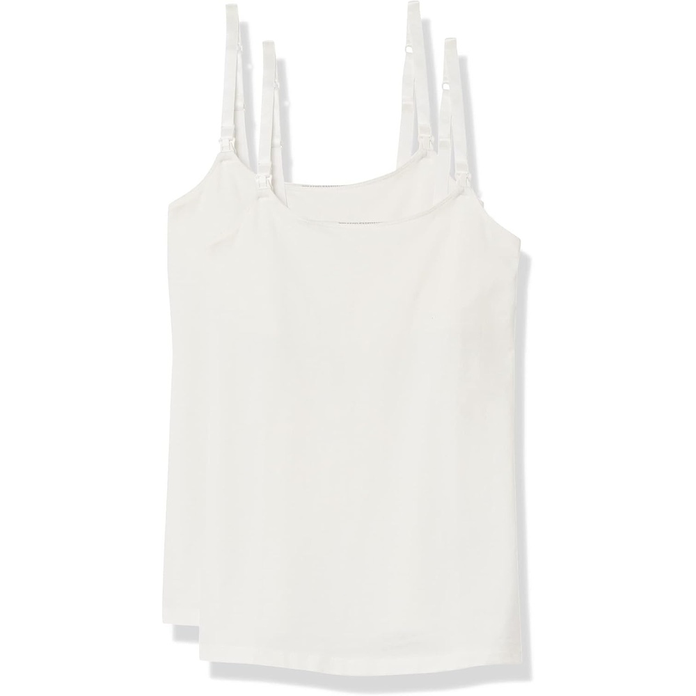 image:imageAmazon Essentials Womens Maternity Nursing Tops Pregnancy Clothes with Adjustable Straps and Builtin Shelf Bra Pack of 22pack White