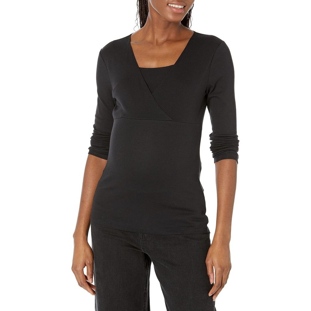 image:imageAmazon Essentials Womens Maternity Nursing VNeck TopBlack