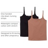 Amazon Essentials Women’s Maternity Nursing Tops, Pregnancy Clothes with Adjustable Straps and Built-in Shelf Bra, Pack of 2(2-pack Black/Brown)