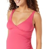 Amazon Essentials Women’s Maternity Ruched V-Neck Swimsuit with Adjustable Straps(Hot Pink)