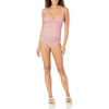 Amazon Essentials Women’s Maternity Ruched V-Neck Swimsuit with Adjustable Straps(Pale Peach Micro Floral)