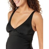 Amazon Essentials Women’s Maternity Ruched V-Neck Swimsuit with Adjustable Straps(Washed Black)