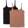 Amazon Essentials Women’s Maternity Nursing Tops, Pregnancy Clothes with Adjustable Straps and Built-in Shelf Bra, Pack of 2(2-pack Black/Brown)
