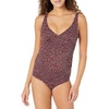 Amazon Essentials Women’s Maternity Ruched V-Neck Swimsuit with Adjustable Straps(Brick Red Leopard)