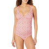 Amazon Essentials Women’s Maternity Ruched V-Neck Swimsuit with Adjustable Straps(Pale Peach Micro Floral)