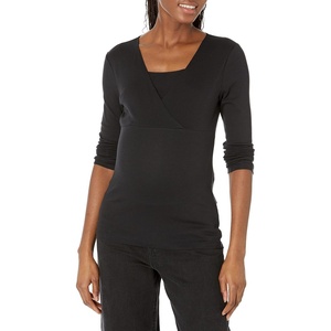 Amazon Essentials Womens Maternity Nursing V-Neck Top(Black)