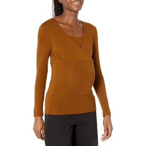Amazon Essentials Womens Maternity Nursing V-Neck Top(Dark Chestnut Brown)