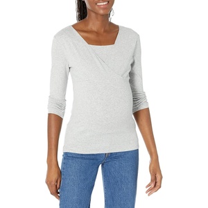 Amazon Essentials Womens Maternity Nursing V-Neck Top(Grey)