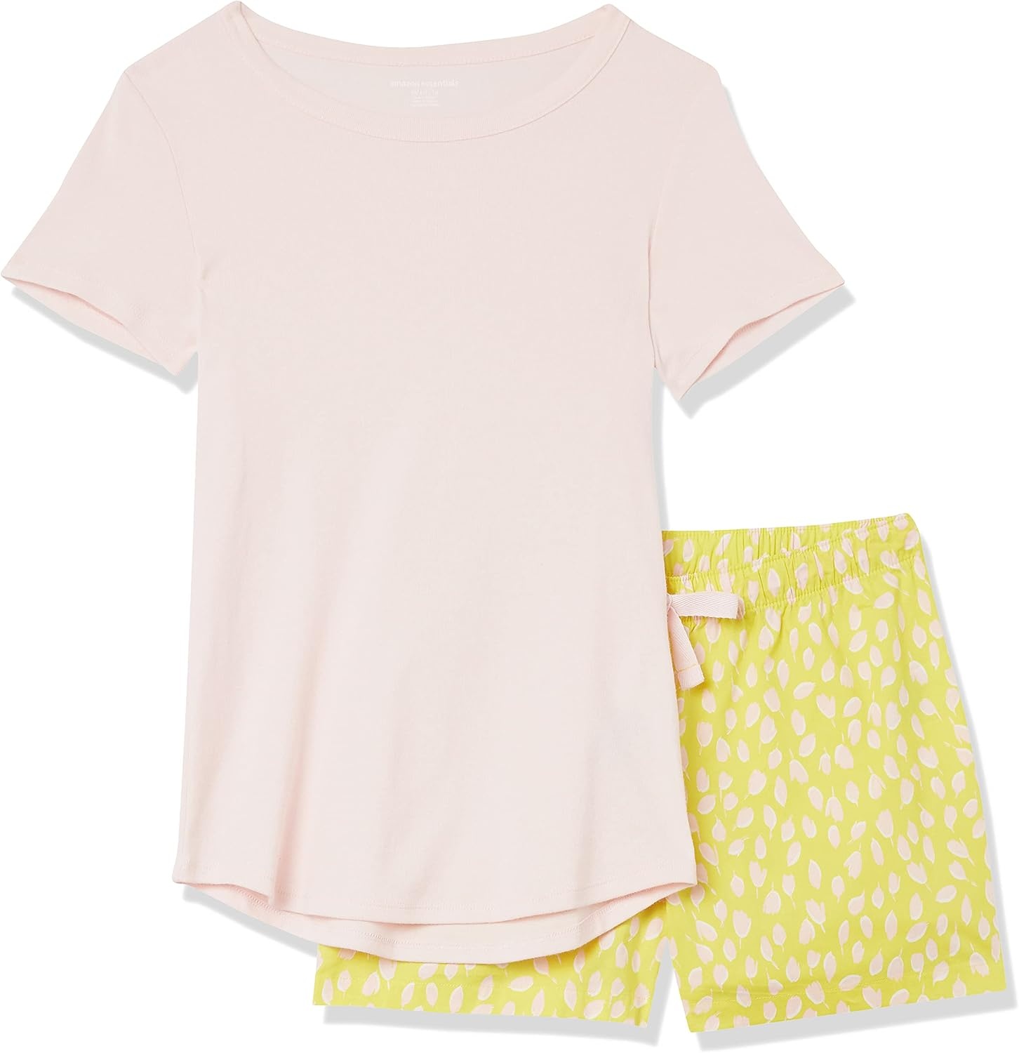 image:imageAmazon Essentials Womens Cotton Poplin Short and Sleep Tee Set Loungewear PajamasPink Petal Print
