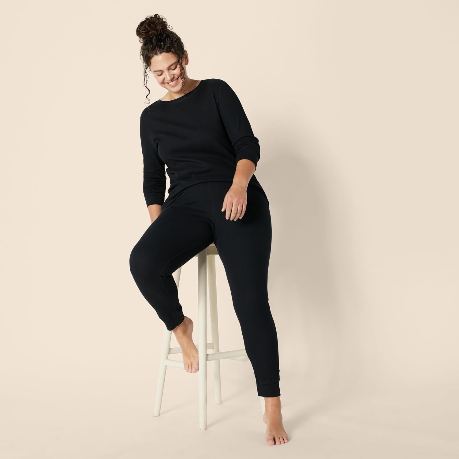 image:imageAmazon Essentials Womens Cotton Thermal Long Underwear Pajama SetsBlack