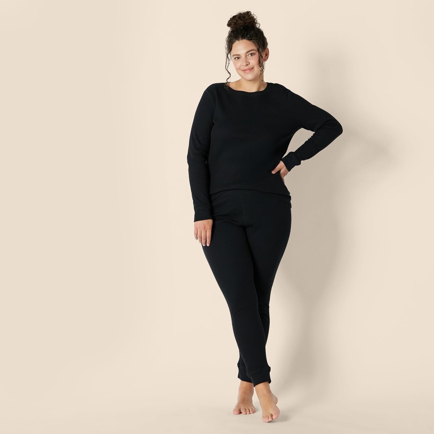image:imageAmazon Essentials Womens Cotton Thermal Long Underwear Pajama SetsBlack