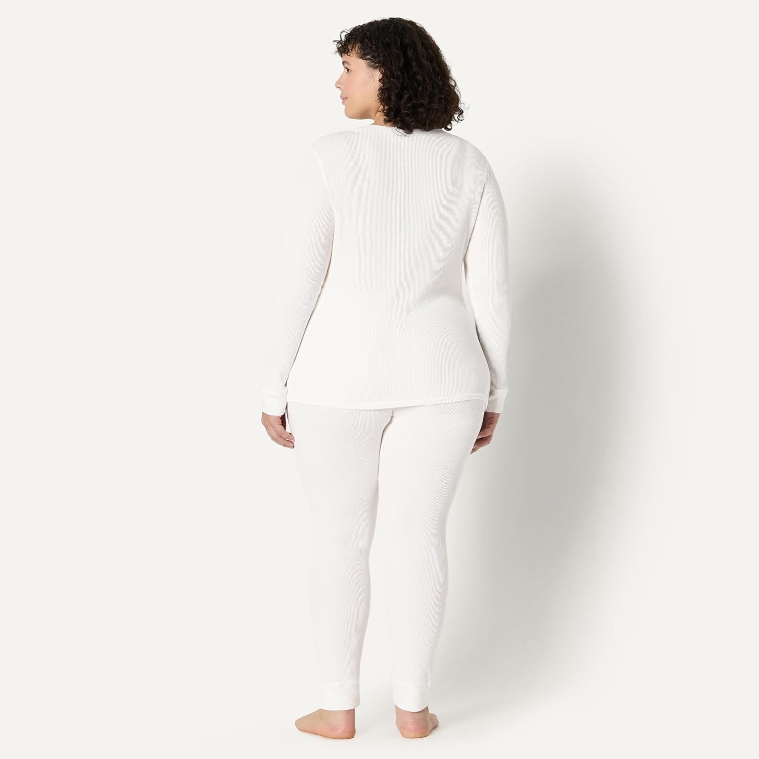 image:imageAmazon Essentials Womens Cotton Thermal Long Underwear Pajama SetsWhite