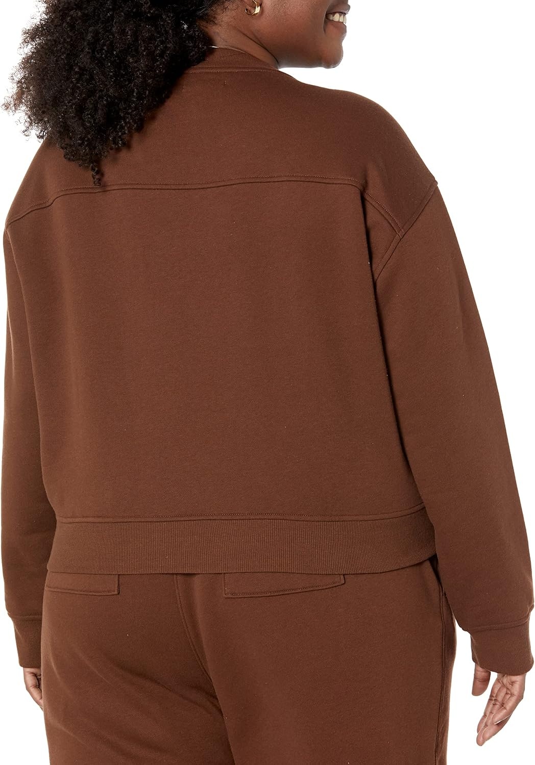 image:imageAmazon Essentials Womens Cropped Drop Shoulder Long Sleeve Sweatshirt Available in Plus SizeDeep Brown