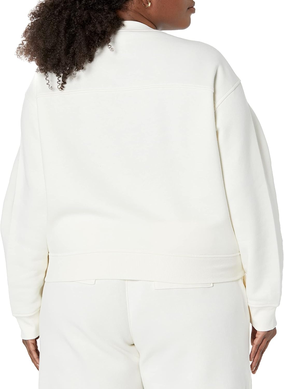 image:imageAmazon Essentials Womens Cropped Drop Shoulder Long Sleeve Sweatshirt Available in Plus SizeEggshell White