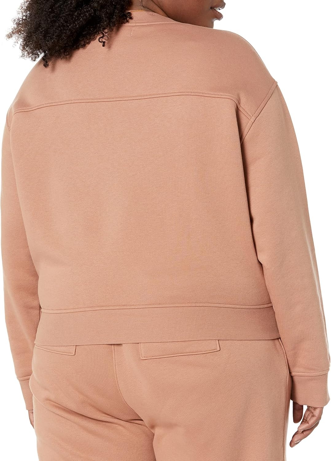 image:imageAmazon Essentials Womens Cropped Drop Shoulder Long Sleeve Sweatshirt Available in Plus SizeLight Brown