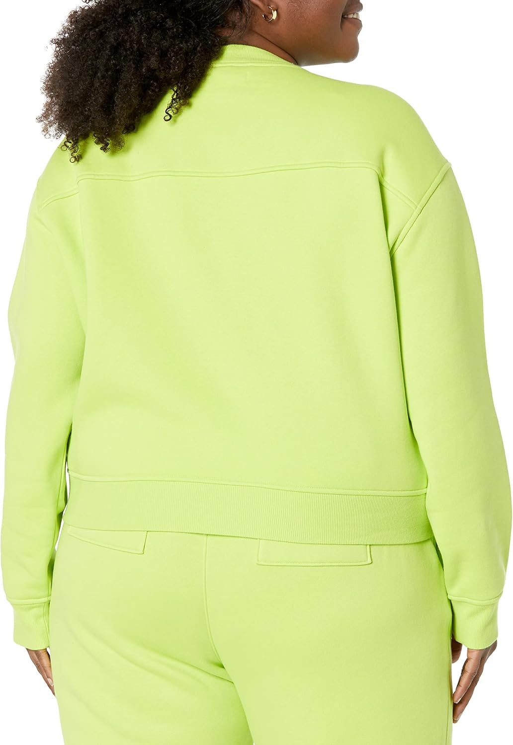 image:imageAmazon Essentials Womens Cropped Drop Shoulder Long Sleeve Sweatshirt Available in Plus SizeLime Green