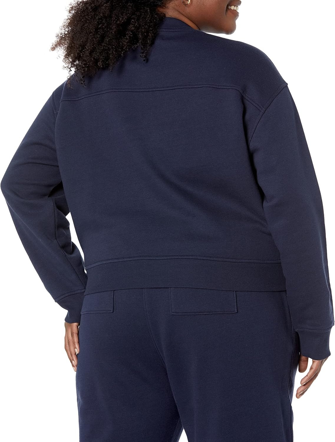 image:imageAmazon Essentials Womens Cropped Drop Shoulder Long Sleeve Sweatshirt Available in Plus SizeNavy