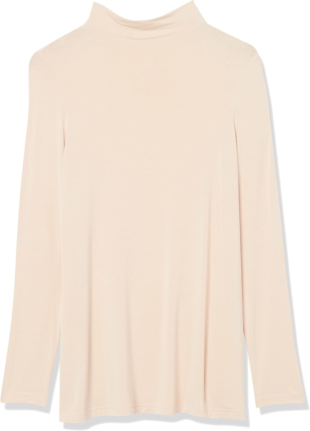 image:imageAmazon Essentials Womens Jersey LongSleeve Mock Neck Swing Tunic Top Relaxed Fit PulloverBeige