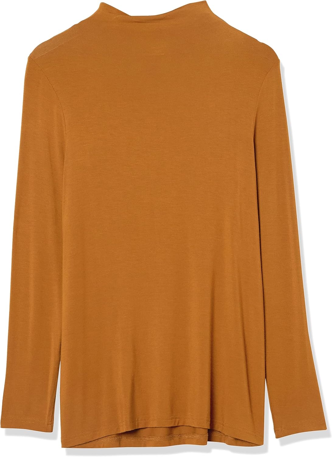 image:imageAmazon Essentials Womens Jersey LongSleeve Mock Neck Swing Tunic Top Relaxed Fit PulloverDark Chestnut Brown