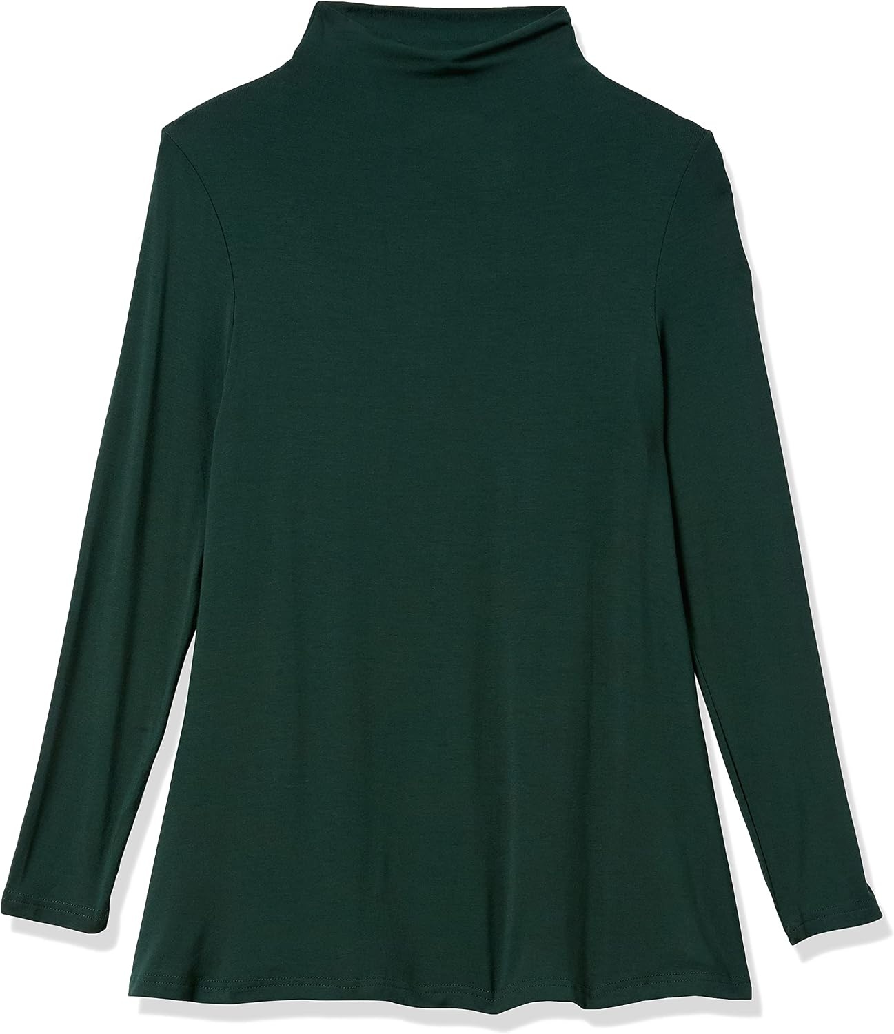 image:imageAmazon Essentials Womens Jersey LongSleeve Mock Neck Swing Tunic Top Relaxed Fit PulloverDeep Green