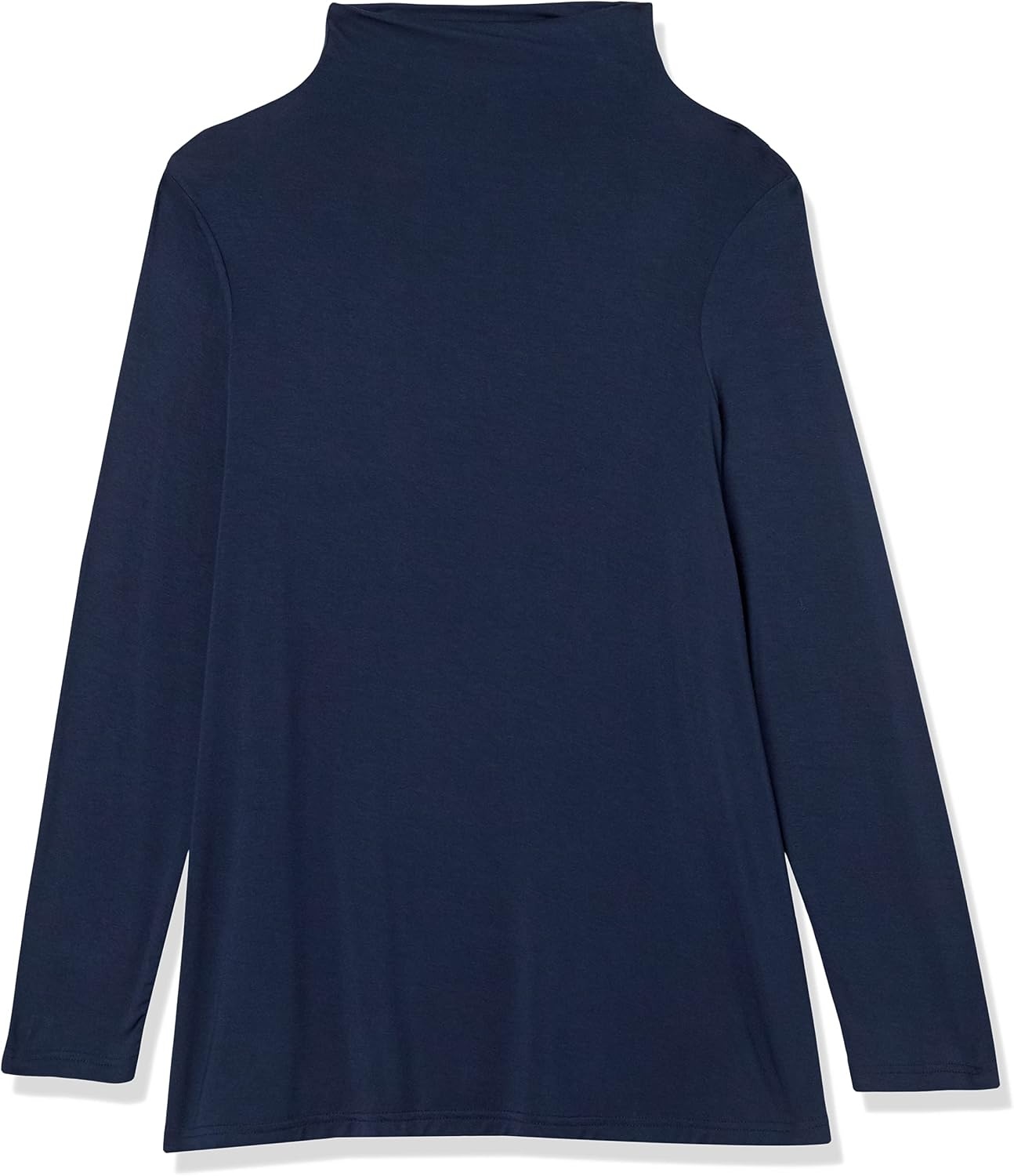 image:imageAmazon Essentials Womens Jersey LongSleeve Mock Neck Swing Tunic Top Relaxed Fit PulloverNavy