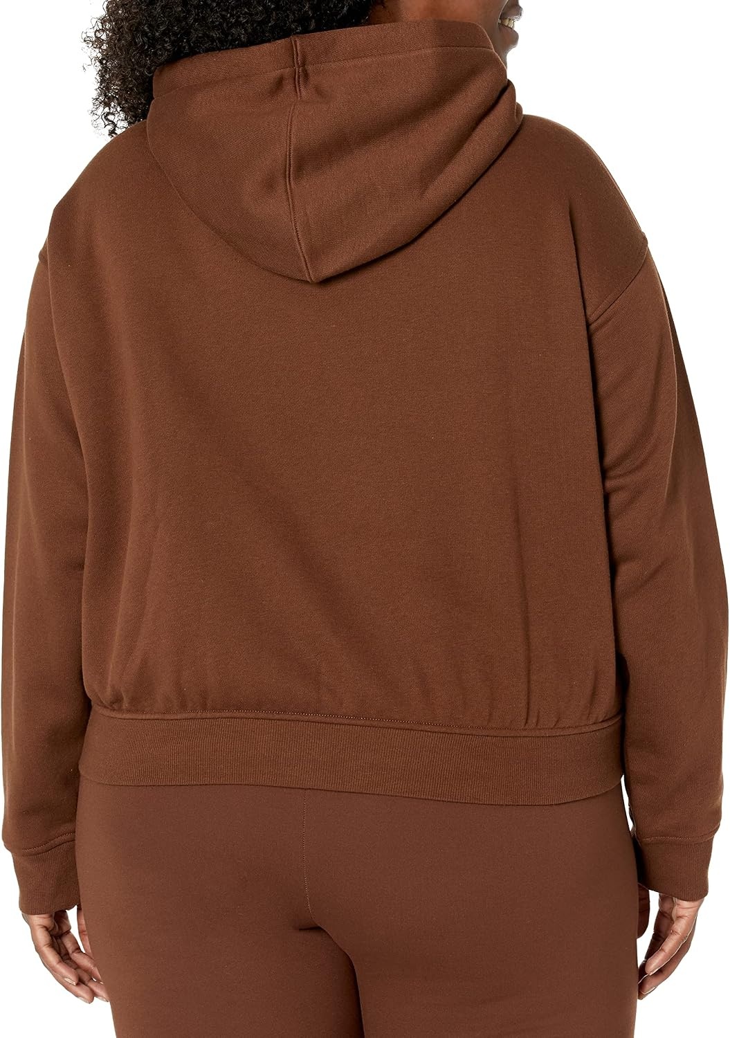 image:imageAmazon Essentials Womens Relaxed Fit Crop Pullover Hoodie Sweatshirt with Drawstring Soft Available in Plus SizeDeep Brown