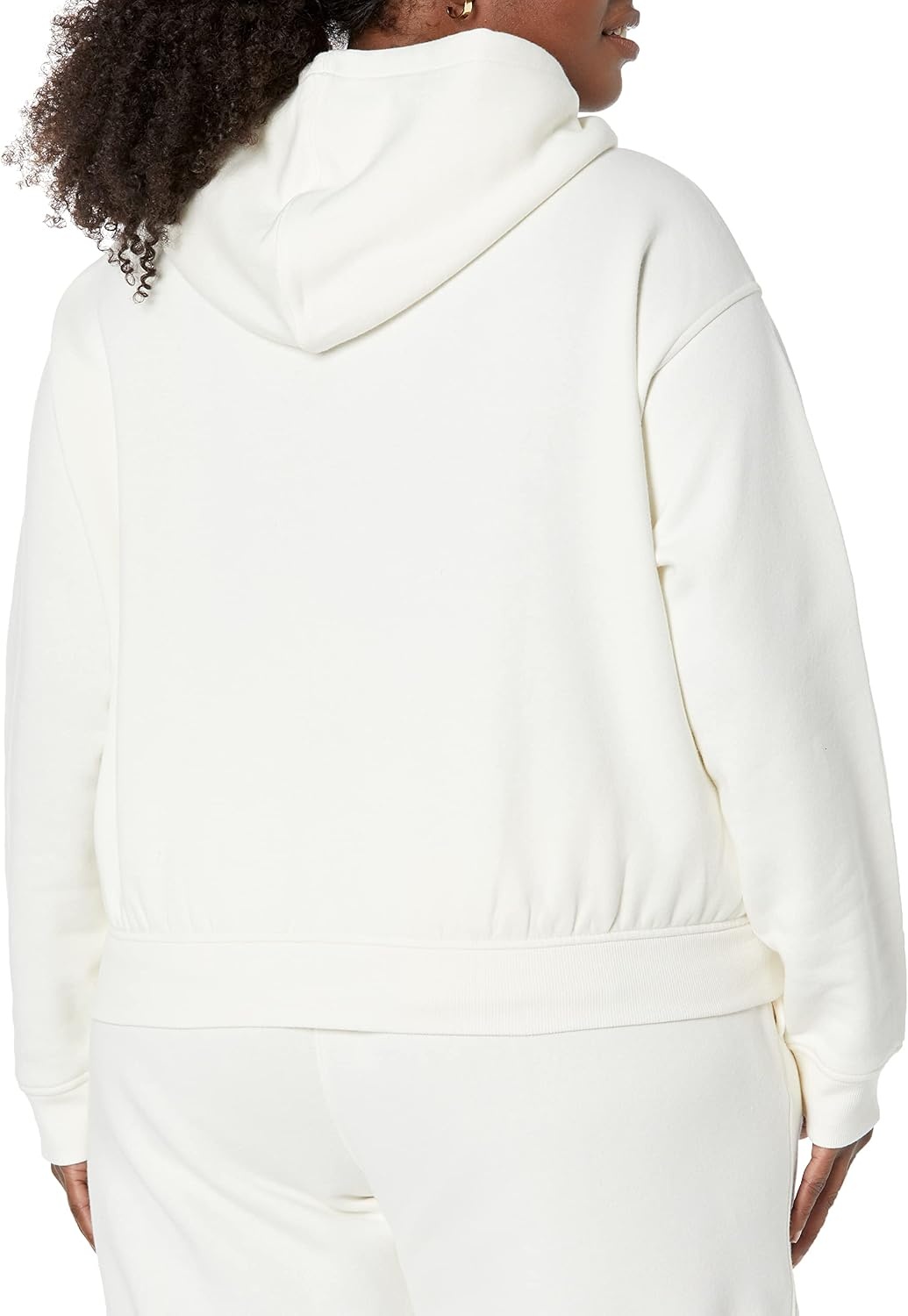 image:imageAmazon Essentials Womens Relaxed Fit Crop Pullover Hoodie Sweatshirt with Drawstring Soft Available in Plus SizeEggshell White