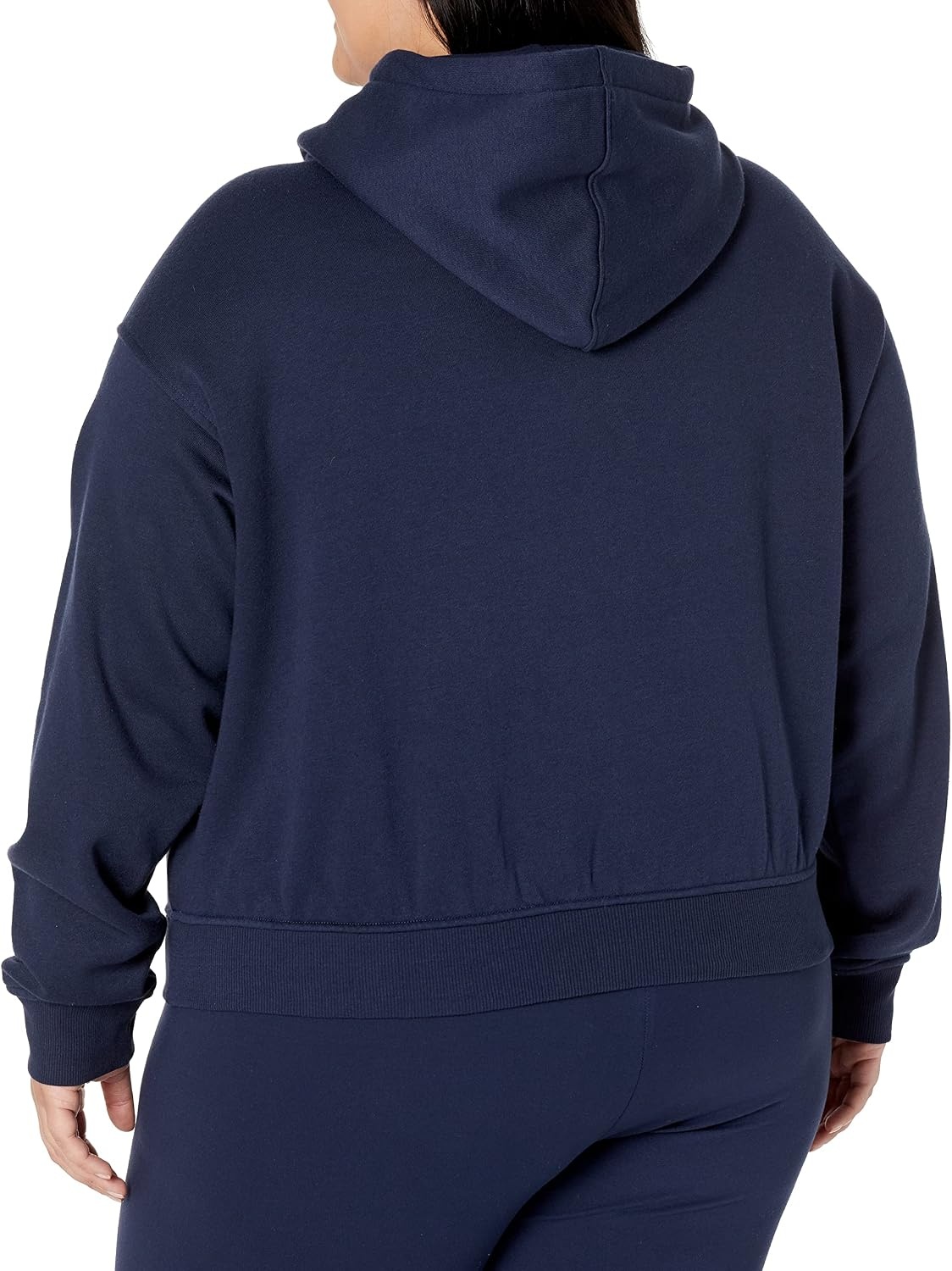 image:imageAmazon Essentials Womens Relaxed Fit Crop Pullover Hoodie Sweatshirt with Drawstring Soft Available in Plus SizeNavy