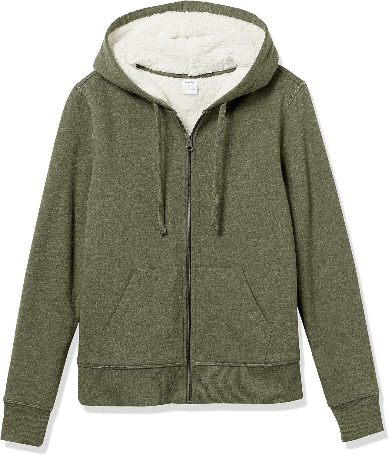 image:imageAmazon Essentials Womens SherpaLined Fleece FullZip Hooded Jacket with Drawstring Available in Plus SizeOlive Heather