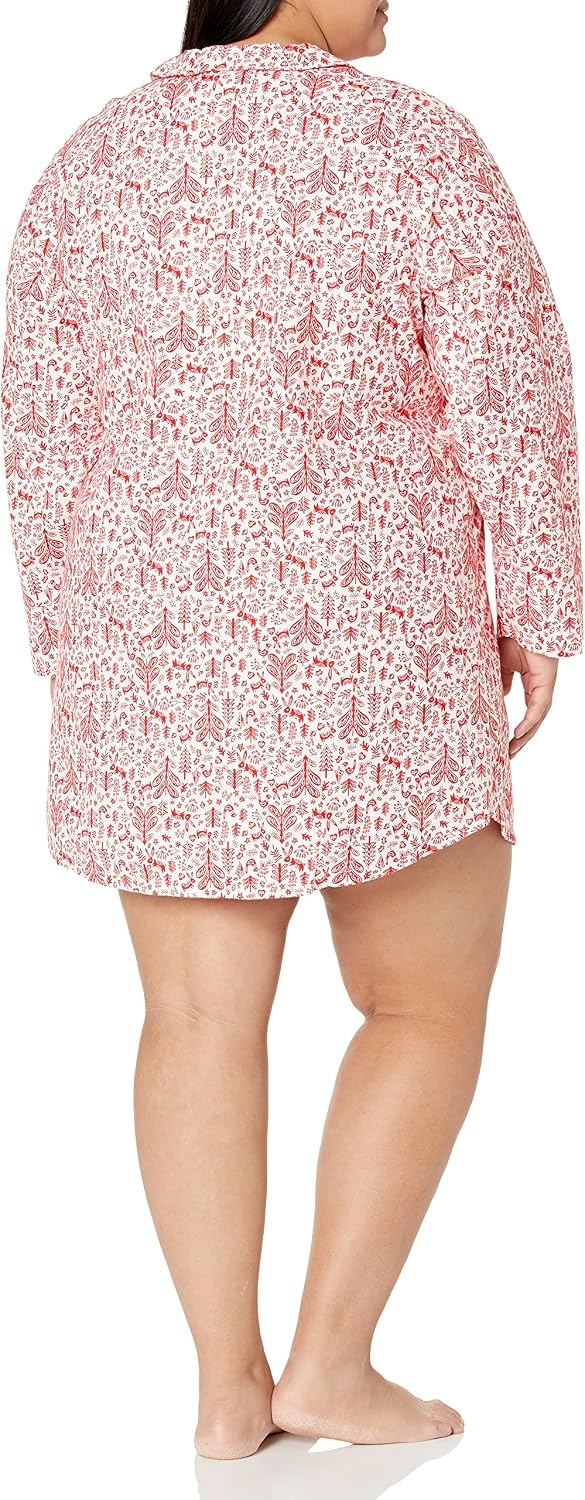 image:imageAmazon Essentials Womens Woven Flannel Notch Collar Nightgown Available in Plus SizeWhite Forest