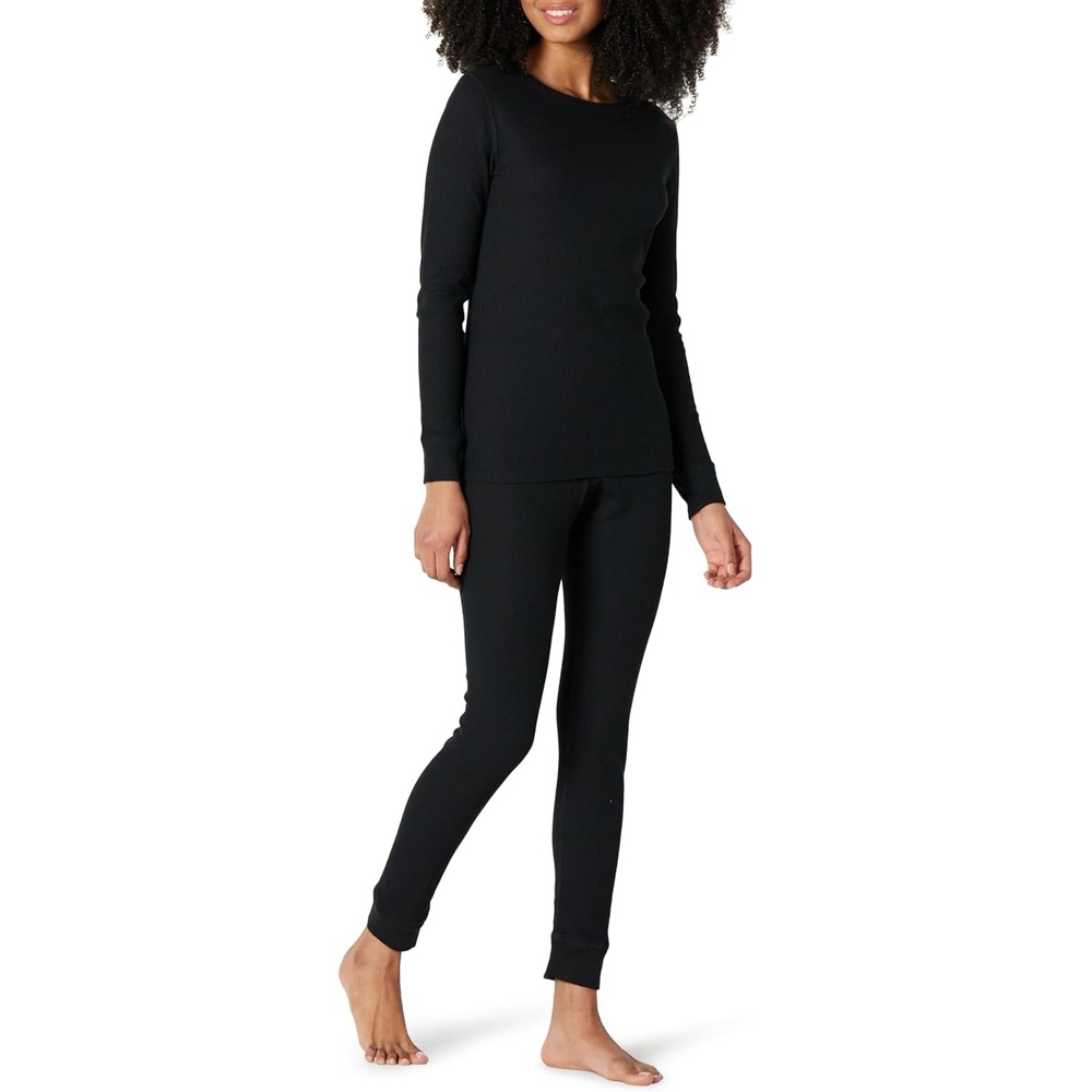 image:imageAmazon Essentials Womens Cotton Thermal Long Underwear Pajama SetsBlack