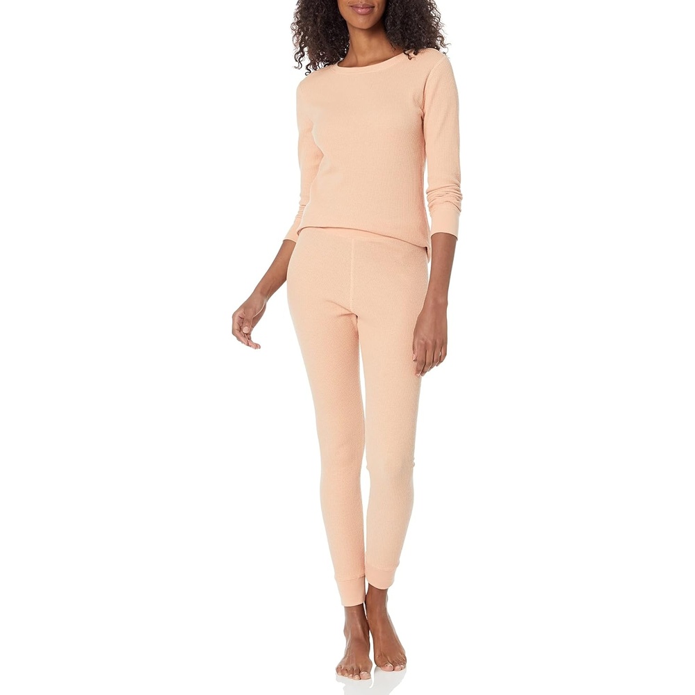 image:imageAmazon Essentials Womens Cotton Thermal Long Underwear Pajama SetsCoral Pink