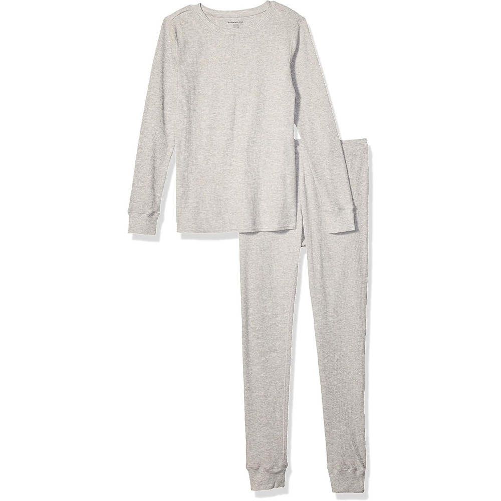 image:imageAmazon Essentials Womens Cotton Thermal Long Underwear Pajama SetsHeather Grey